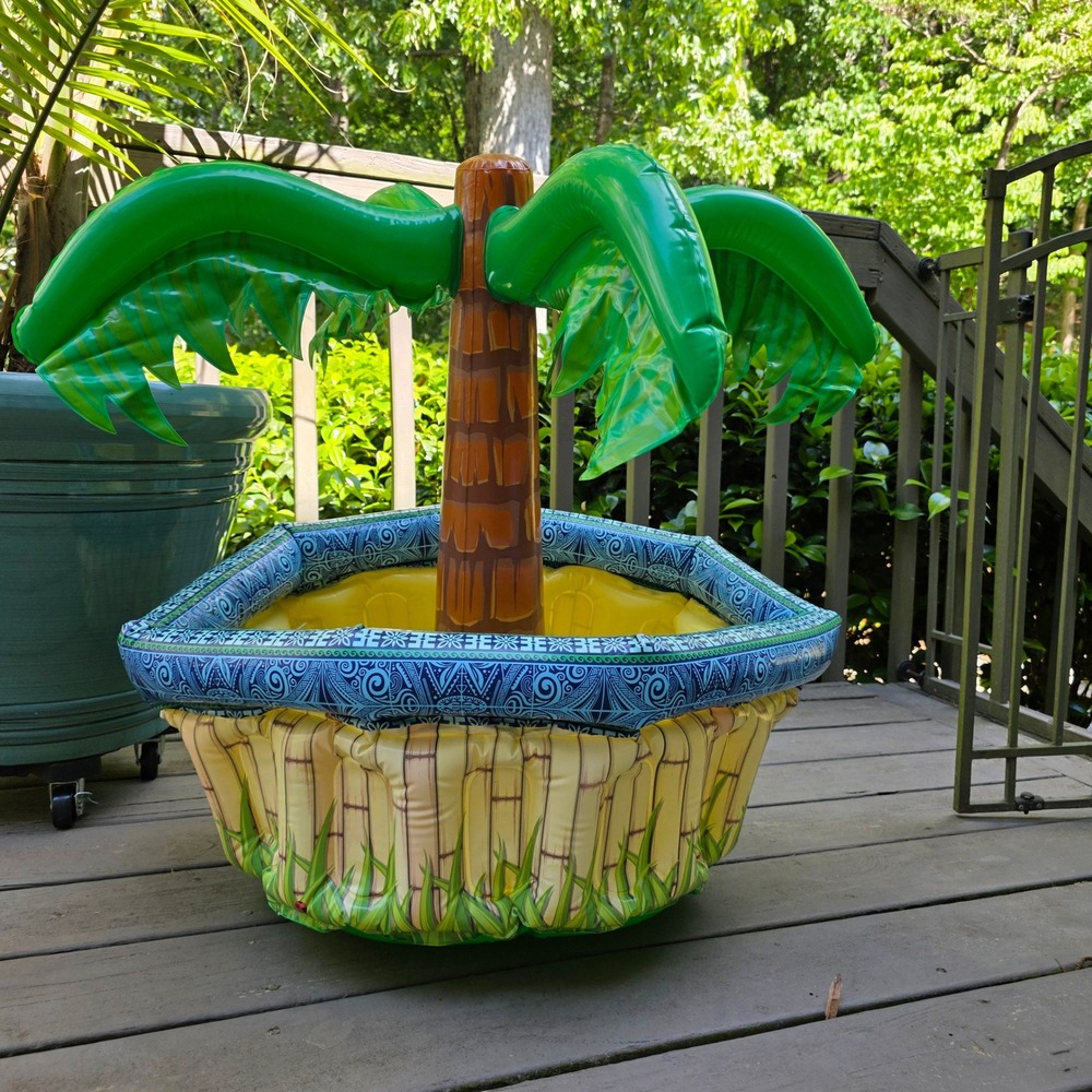 Inflatable Palm Tree Drink Cooler Tropical Tiki Pool Party Decor 28in